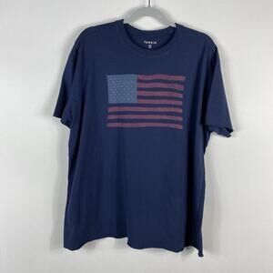 Torrid Size Medium American Flag Relaxed Heritage Jersey Raw Edge Tee Top Blue